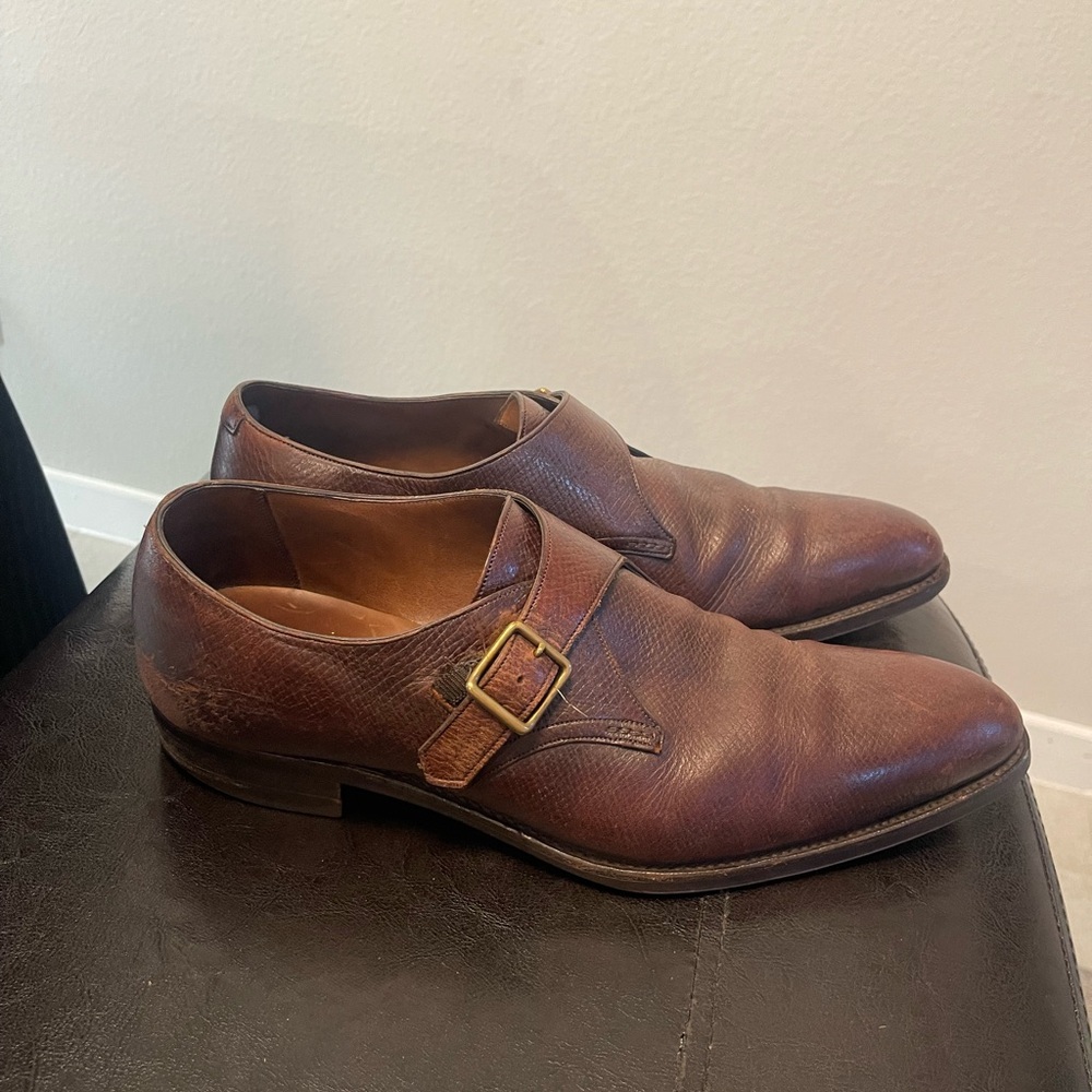 GAZIANO & GIRLING Carnegie Handmade oak Leather monk Shoes 10E / US 11 READ DESC - Picture 3 of 14